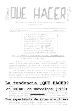 Cover Image: LA TENDENCIA ¿QUÉ HACER? EN CC.OO. DE BARCELONA (1969)