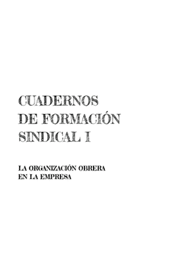 Cover Image: CUADERNOS DE FORMACIÓN SINDICAL I